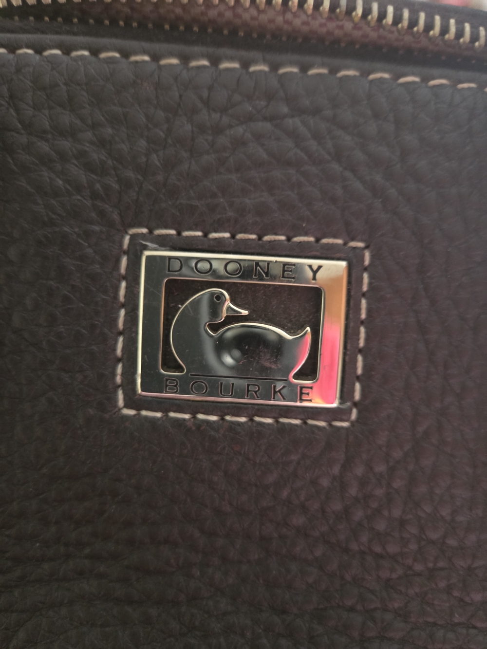 Dooney & Bourke Pebble Leather Satchel Bag in Dark Brown - Picture 5 of 10